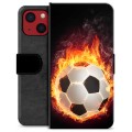 Prémiové peněženkové pouzdro iPhone 13 Mini - Fotbalový plamen