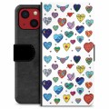 Prémiové peněženkové pouzdro iPhone 13 Mini - Hearts