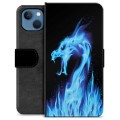 Prémiové peněženkové pouzdro iPhone 13 - Modrý ohnivý drak