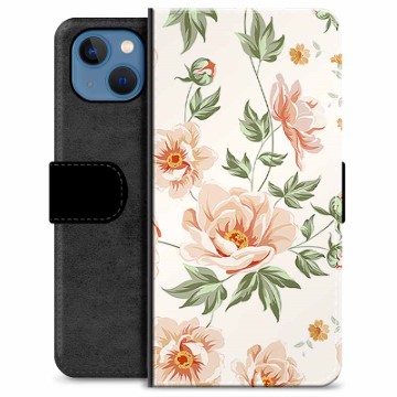 Prémiové peněženkové pouzdro iPhone 13 - Květinový
