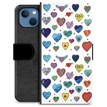 Prémiové peněženkové pouzdro iPhone 13 - Hearts