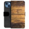 Prémiové peněženkové pouzdro iPhone 13 - Dřevo