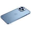 Kovový nárazník pro iPhone 13 Pro s plastovým zadním dílem - modrá