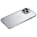 Kovový nárazník pro iPhone 13 Pro s plastovým zadním dílem - stříbrné