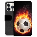 Prémiové peněženkové pouzdro iPhone 13 Pro - Fotbalový plamen