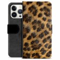 Prémiové peněženkové pouzdro iPhone 13 Pro - Leopard