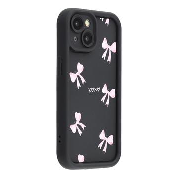 iPhone 13 Stylish Shockproof TPU Case with Raised Edges - Black / Bow