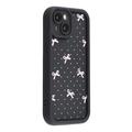 iPhone 13 Stylish Shockproof TPU Case with Raised Edges - Black / Polka Dot Bow