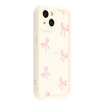 iPhone 13 Stylish Shockproof TPU Case with Raised Edges - White / Bow