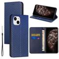 iPhone 14 Plus Wallet Case - Carbon Fiber - Blue