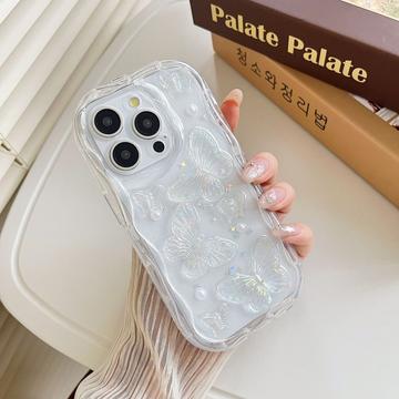 iPhone 14 Pro Butterfly and Pearl TPU Case - Transparent