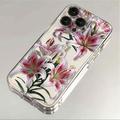 iPhone 14 Pro Floral Pattern TPU Case - Pink Lily