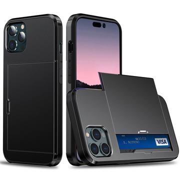 iPhone 14 Pro Hybrid Case with Sliding Card Slot - Black