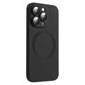 iPhone 14 Pro Liquid Silicone Case with Camera Lens Protector - Magsafe Compatible - Black