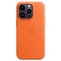 iPhone 14 Pro Max Apple Kožené Pouzdro s MagSafe MPPR3ZM/A - Oranžový