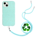 String Řady iPhone 14 Biologicky Odbouratelné Pouzdro s Popruhem - Nebesky Modrá