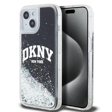 iPhone 15 DKNY Liquid Glitter Arch Logo Case - Black