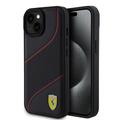 Perforované pouzdro se šikmými čarami pro iPhone 15 Ferrari - černé