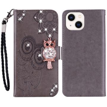iPhone 15 Owl Rhinestone Wallet Case