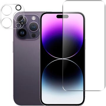 iPhone 15 Pro 2-v-1 Sada Ochranného Tvrzeného Skla Obrazovky a Čočky Fotoaparátu