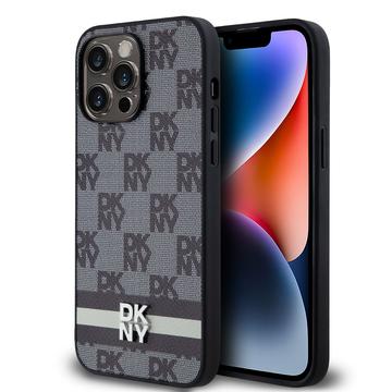 iPhone 15 Pro Max DKNY Checkered Pattern and Stripe Case - Black