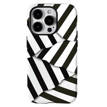 iPhone 15 Pro Stripes Detachable 2-in-1 Hybrid Case - Black / White