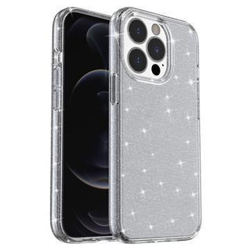 Stylové hybridní pouzdro řady Glitter pro iPhone 15 Pro – šedé