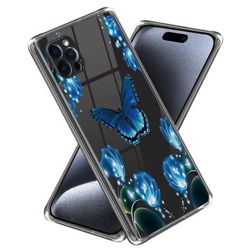 iPhone 15 Pro Stylové Pouzdro Ultra-Slim TPU - Motýl a Květiny