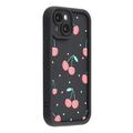 iPhone 15 Stylish Shockproof TPU Case with Raised Edges - Black / Cherries