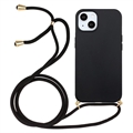 Pouzdro iPhone 15 TPU s Lanyard - černá