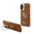 iPhone 16 Guess Grained 4G Logo Stand Camera Frame Case