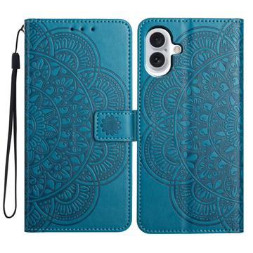 iPhone 16 Série Mandala Peněženka - Modrý