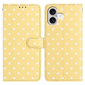 iPhone 16 Polka Dot Pattern Wallet Case - Yellow