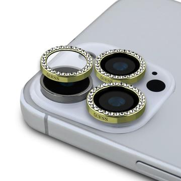 iPhone 16 Pro/16 Pro Max Guess Fixed Glitter Camera Lens Protector - Gold
