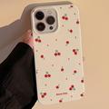 iPhone 16 Pro Cherry Pattern TPU Case - White