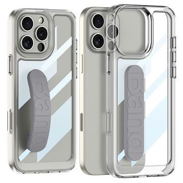 iPhone 16 Pro Max Clear Case with Silicone Hand Strap - Grey