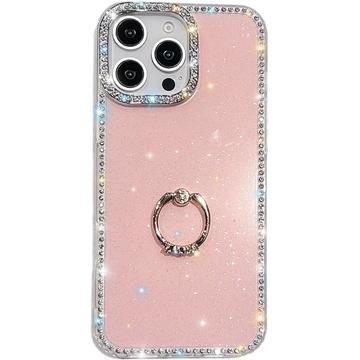 iPhone 16 Pro Max CrystalGlow Hybrid Case with Ring Holder - Pink