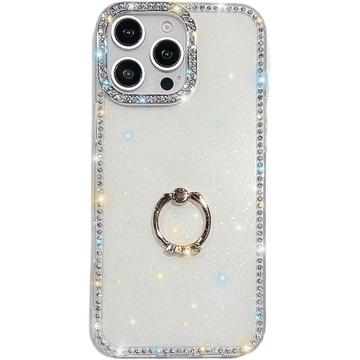 iPhone 16 Pro Max CrystalGlow Hybrid Case with Ring Holder - White
