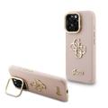 iPhone 16 Pro Max Guess Grained 4G Logo Stand Camera Frame Case