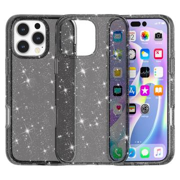 Stylové hybridní pouzdro řady Glitter pro iPhone 16 Pro Max - Černá