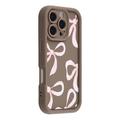 iPhone 16 Pro Max Stylish Shockproof TPU Case with Raised Edges - Brown / Big Bow