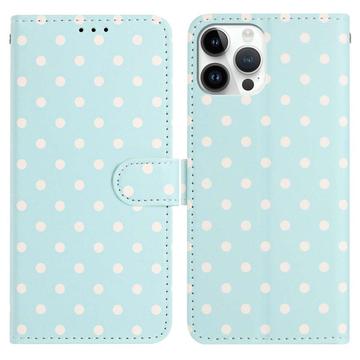 iPhone 16 Pro Polka Dot Pattern Wallet Case - Blue