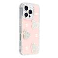 iPhone 16 Pro Sparkling Love and Pearl Hybrid Case - Pink