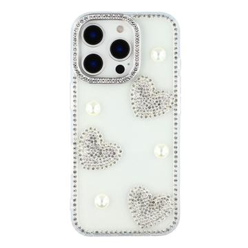 iPhone 16 Pro Sparkling Love and Pearl Hybrid Case