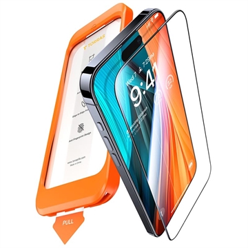 iPhone 16 Pro Torras GlassGo Tempered Glass Screen Protector with Automatic Dust Removal Tool - Clear