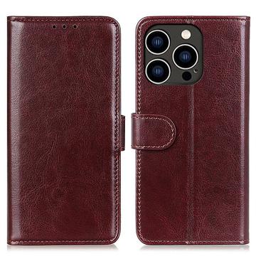 iPhone 16 Pro Wallet Case with Magnetic Closure - Brown