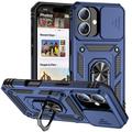 iPhone 16 Rotary Ring Hybrid Case with Camera Shield - Blue