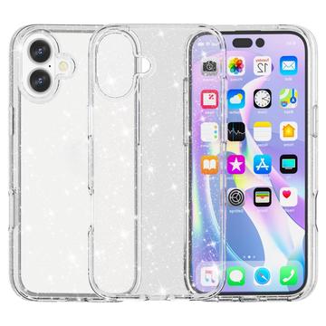 Stylové hybridní pouzdro řady Glitter pro iPhone 16 – Bílý