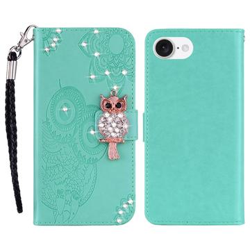 iPhone 16e Owl Rhinestone Wallet Case
