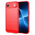 iPhone 17 Air Brushed TPU Case - Carbon Fiber - Red